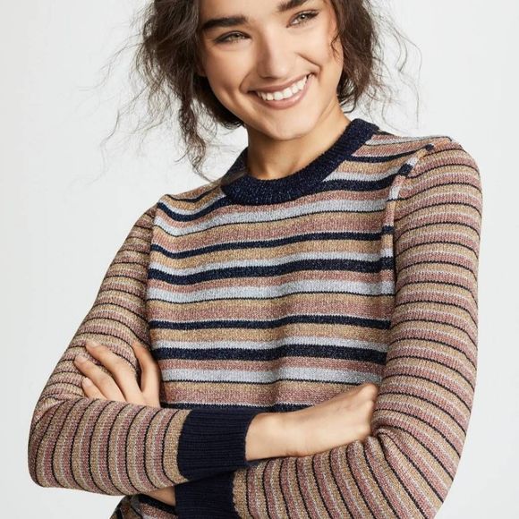 Tory Burch Sweaters - TORY BURCH metallic stripe sweater Sweatshirt size small